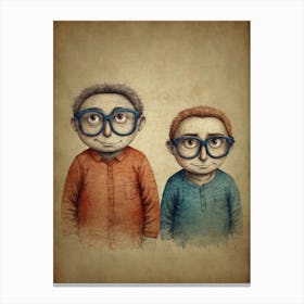 Two Old Men With Glasses Canvas Print