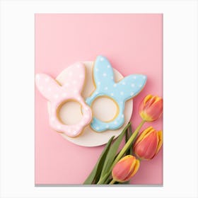 Easter Bunny Cookies On A Plate Canvas Print
