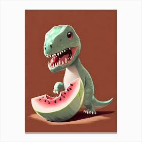Dino eat melon - How to be vegetarian 3 Canvas Print
