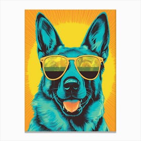 German Shepherd Dog With Sunglasses Canvas Print