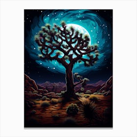Joshua Tree At Night In South Western Style (2) Canvas Print