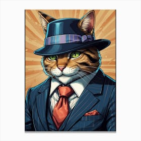 Cat In Suit Canvas Print