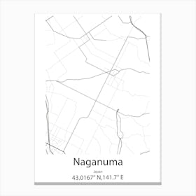 Naganuma,Japan Minimalist Map Lienzo