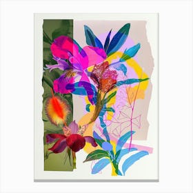 Freesia 1 Neon Flower Collage Canvas Print