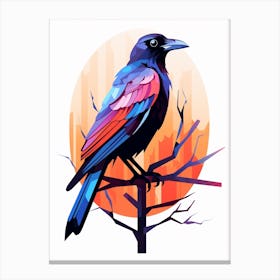 Colourful Geometric Bird Crow 4 Canvas Print