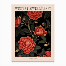 Camellia 3 Winter Flower Market Poster Canvas Print