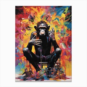 Colourful Thinker Monkey Graffiti Illustration 4 Canvas Print