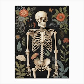 Botanical Skeleton Vintage Flowers Painting (48) Canvas Print