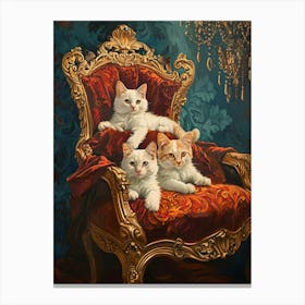 Kittens Sat On A Throne Rococo Inspired 2 Canvas Print