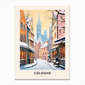 Vintage Winter Travel Poster Cologne France 2 Canvas Print