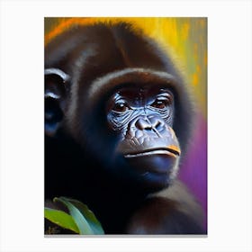Baby Gorilla Gorillas Bright Neon 3 Canvas Print