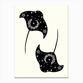 Sting Rays Monoline Hand Drawing Aesthetic Illustration Canvas Print