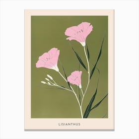 Pink & Green Lisianthus 2 Flower Poster Canvas Print