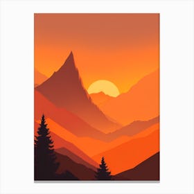 Misty Mountains Vertical Composition In Orange Tone 117 Canvas Print