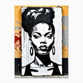 Vintage Graffiti Mural Of Beautiful Black Woman 7 Canvas Print