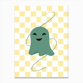 Ghost On A Checkered Background Canvas Print