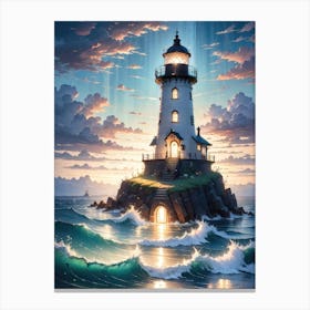 A Lighthouse In The Middle Of The Ocean 62 Canvas Print