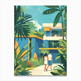 Tropical House Illustration Canvas Print