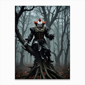 Crazy Clown In The Woods Canvas Print