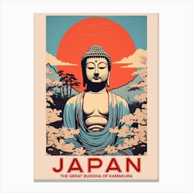 The Great Buddha Of Kamakura, Visit Japan Vintage Travel Art 4 Canvas Print