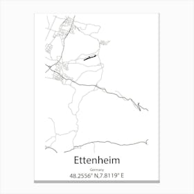 Ettenheim,Germany Minimalist Map Canvas Print