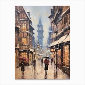 Vintage Winter Painting Strasbourg France Canvas Print