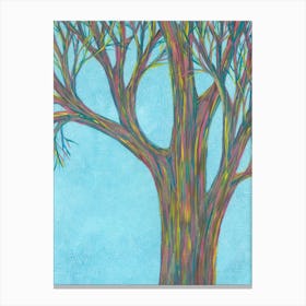 Joyful Colorful Spring Tree On Blue Sky/ Hand Drawn Canvas Print