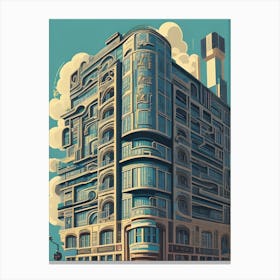 Futuristic Building In Vintage Style Canvas Print