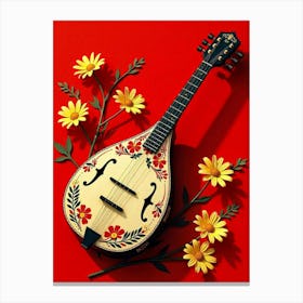 Mandolin With Flowers Canvas Print