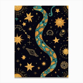 Snake And Stars Seamless Pattern Canvas Print