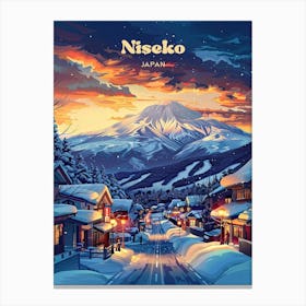 Niseko Japan Skiing Art Illustration Canvas Print