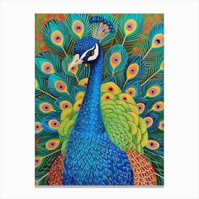 Bright Peacock Portrait 1 Canvas Print