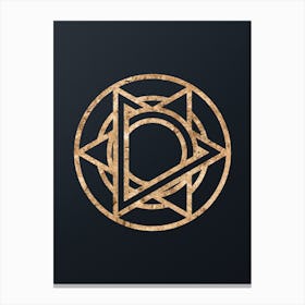 Abstract Geometric Gold Glyph on Dark Teal n.0090 Canvas Print