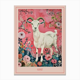 Floral Animal Painting Goat 3 Poster Canvas Print