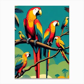 Parrots In The Jungle Canvas Print