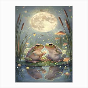 Frogs In The Moonlight Canvas Print