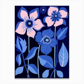 Blue Flower Illustration Hellebore 1 Canvas Print