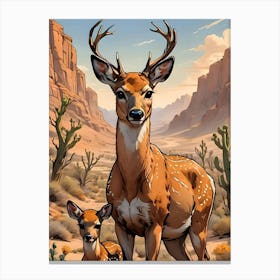 Deer And Fawn Canvas Print