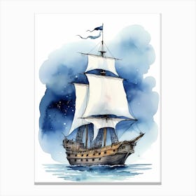 Sailing Ships Watercolor Painting (17) Canvas Print