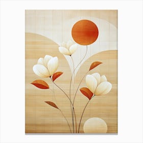 Flowers On A Wooden Background Canvas Print