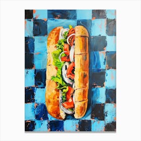 Baguette Checkered Blue Painting 2 Canvas Print