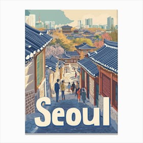 Aihrgdesign A 1970s Inspired Travel Poster For Seoul 3 Canvas Print