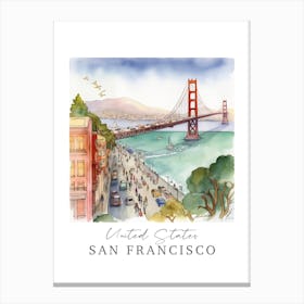 United States San Francisco Storybook 1 Travel Poster Watercolour Canvas Print
