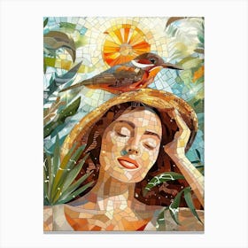 Woman With A Bird Canvas Print