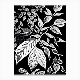 Snowberry Leaf Linocut Canvas Print