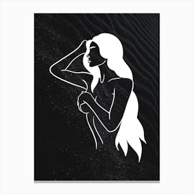 Girl Black Sand Silhouette Dark Feminine Woman Body Contemporary Modern Abstract Minimalist Aesthetic Canvas Print