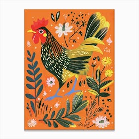 Spring Birds Rooster 3 Canvas Print