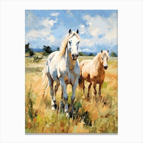 Horses Painting In Transylvania, Romania 2 Canvas Print