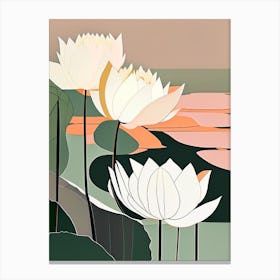 Lotus Flowers In Park Abstract Line Drawing 1 Canvas Print