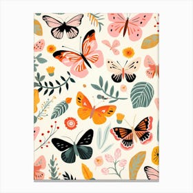 Seamless Pattern With Butterflies 1 Canvas Print